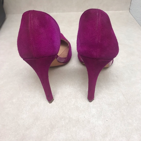 Leith Parker Clear d’Orsay suede fuchsia pump size 7 - Picture 3 of 8